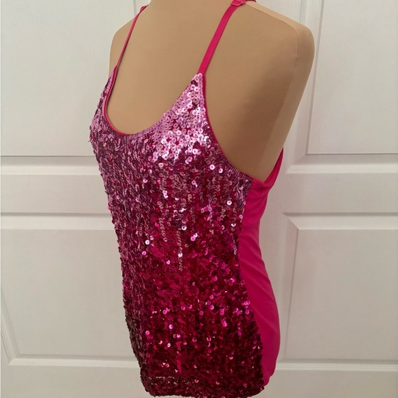 Maner Hot Pink Sequin Ombré Tank Top - M - Picture 3 of 8